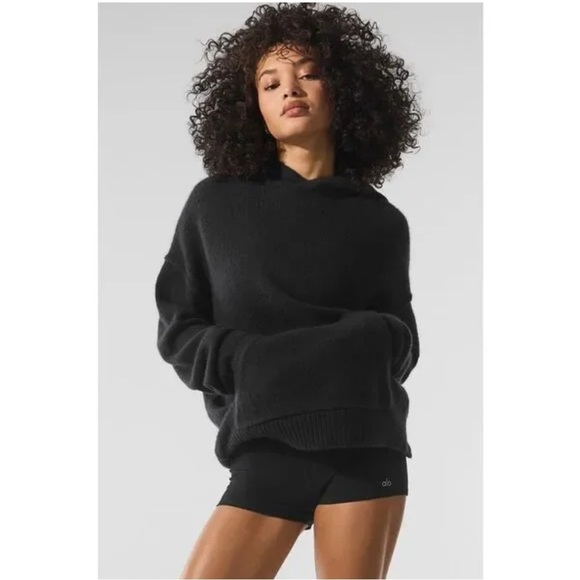 ALO Yoga Sweaters - Alo Yoga Women’s Black Cashmere New Class Hoodie, Size L, NWT